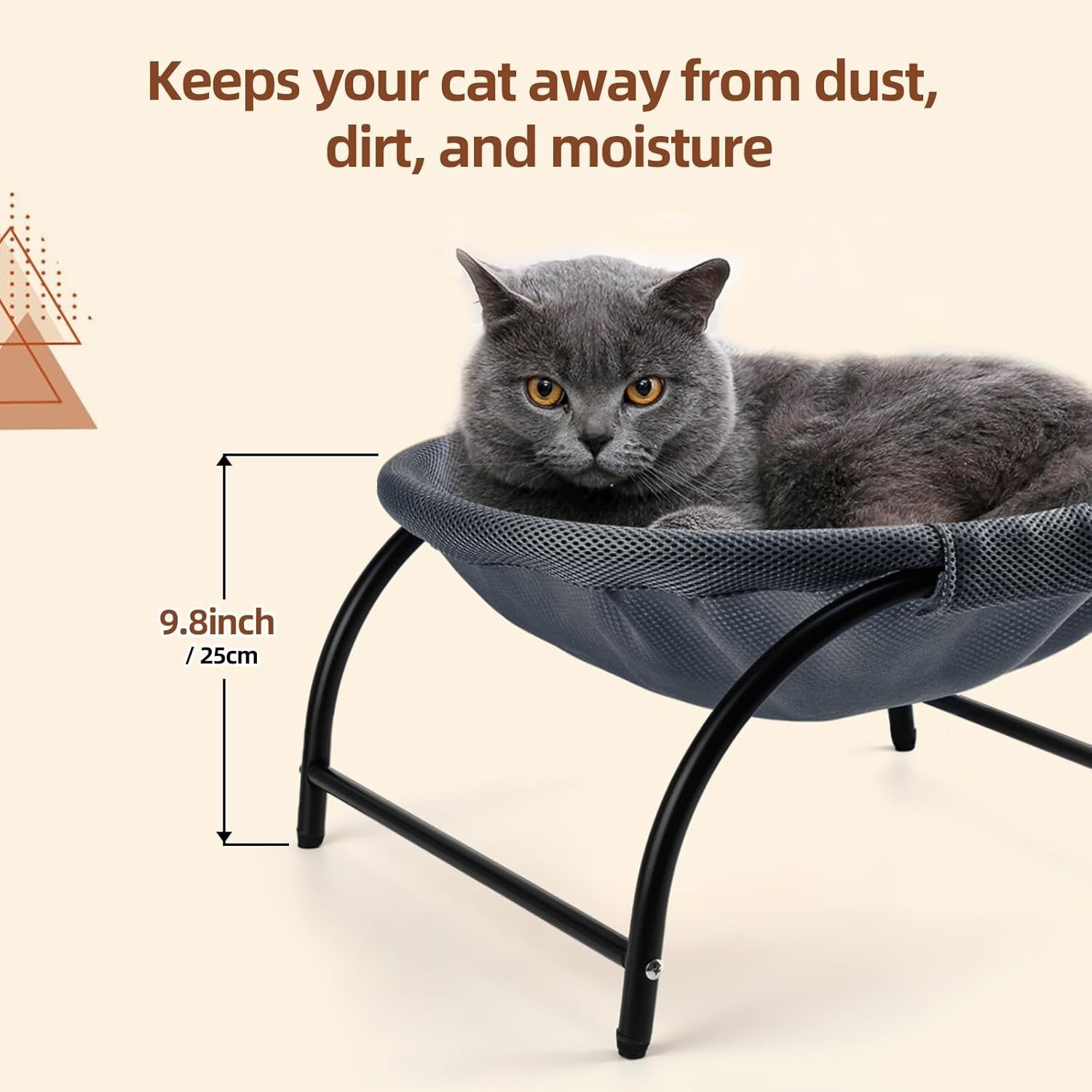 Raised Cat Hammock Bed Elevated Mesh Pet Cot Washable Cooling Navy