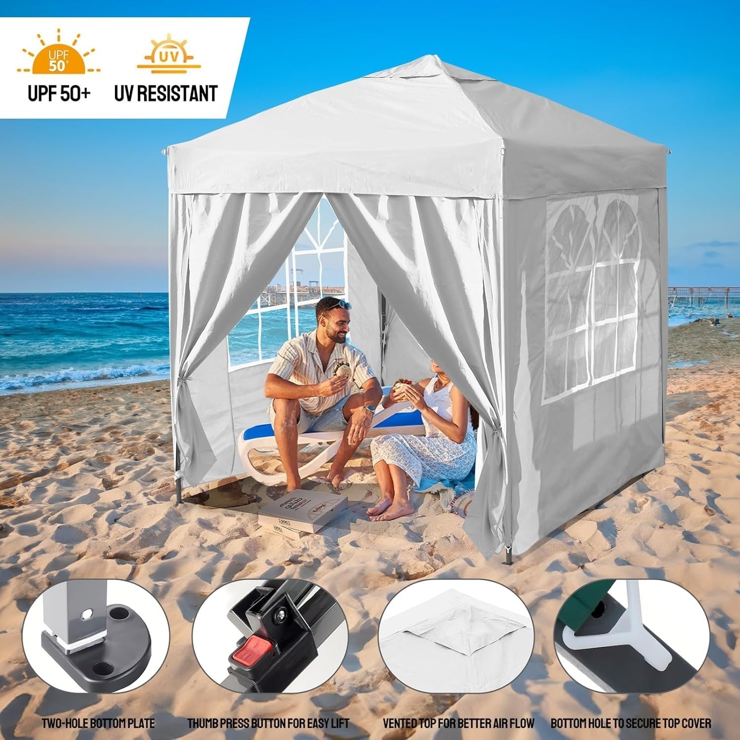 3x6M White Pop Up Gazebo With Sides Waterproof Heavy Duty Garden Party Tent Marq