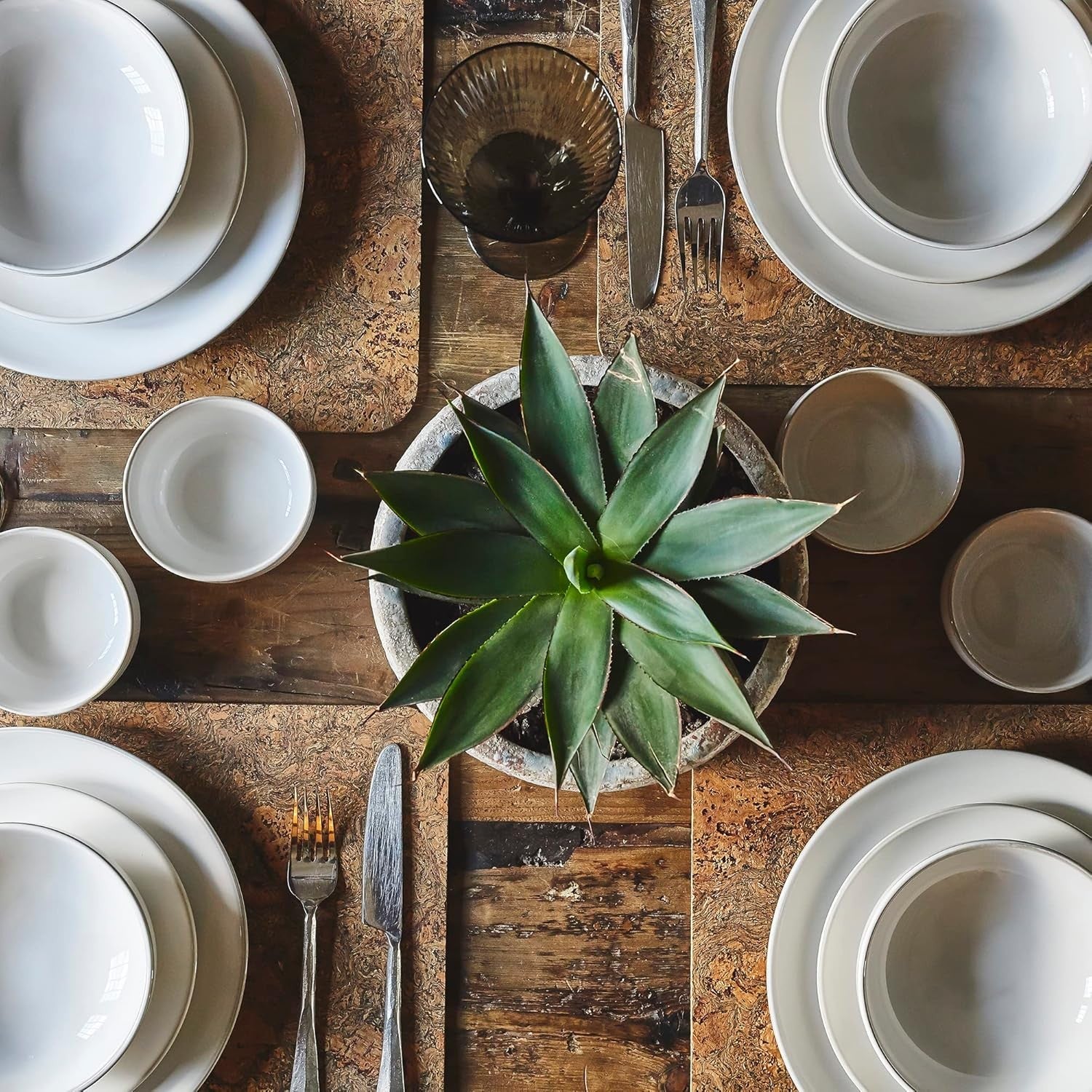 20pc White Stoneware Dinner Set Plates Bowls Microwave Dishwasher Safe