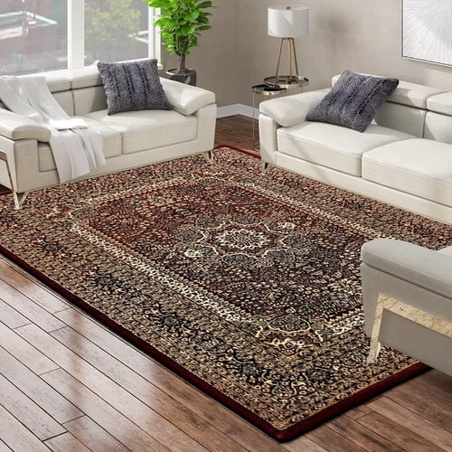 Large Red Oriental Area Rug 160x230cm Soft Low Pile Traditional Living Room