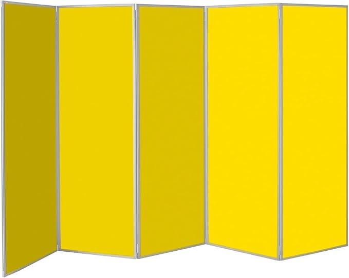 5 Panel Folding Room Divider 180cm Height Yellow Privacy Screen Office Display