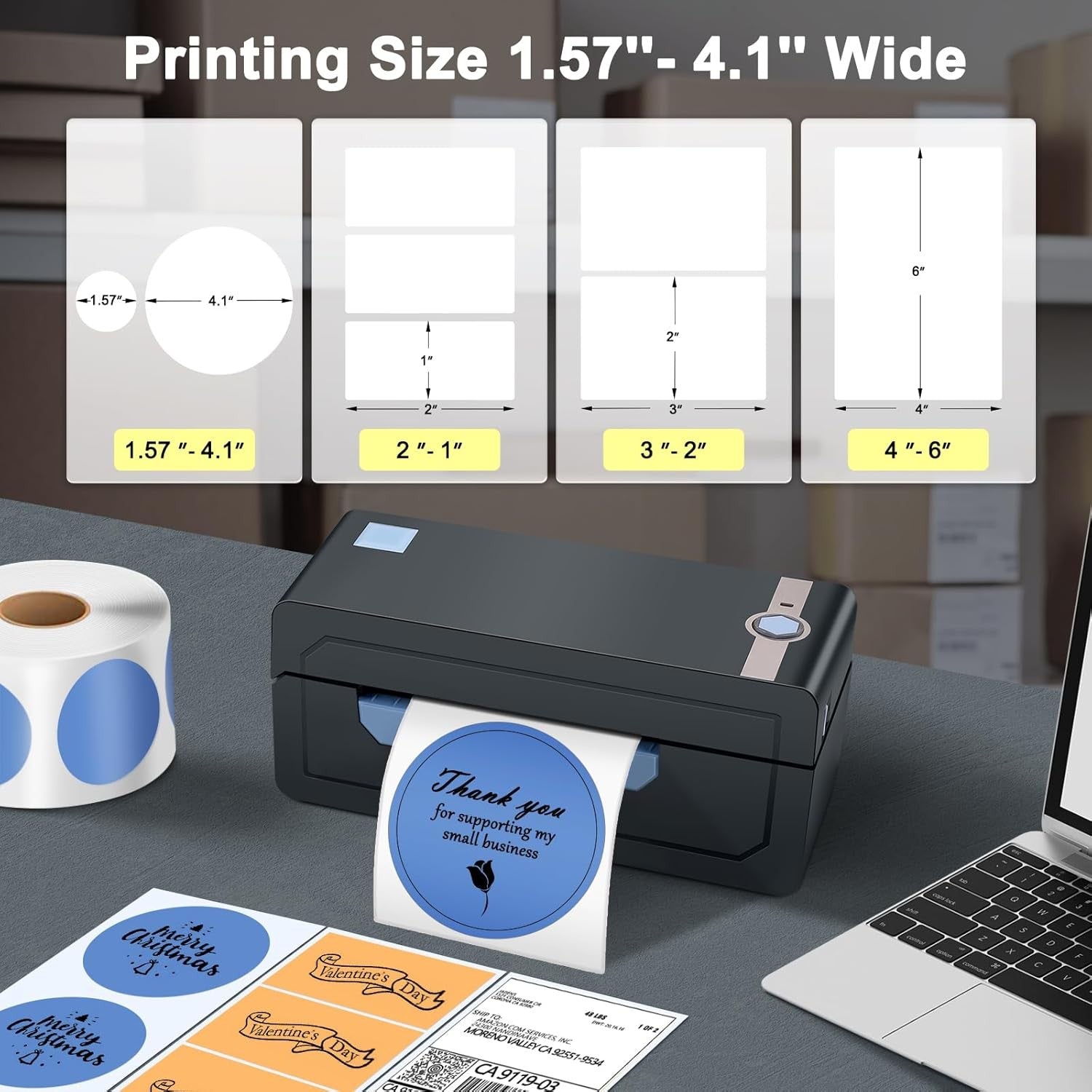 Bluetooth Thermal Shipping Label Printer 4x6 USB Wireless