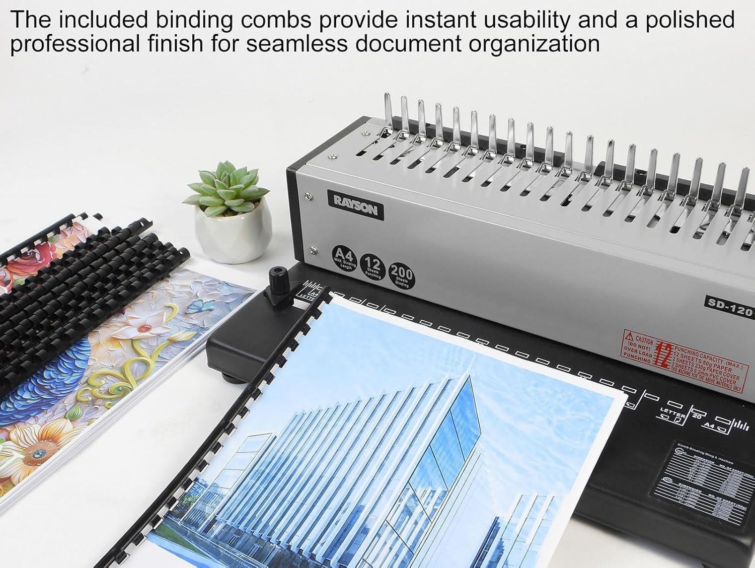 21 Hole Comb Binding Machine 200 Sheet Capacity A4 Office Binder