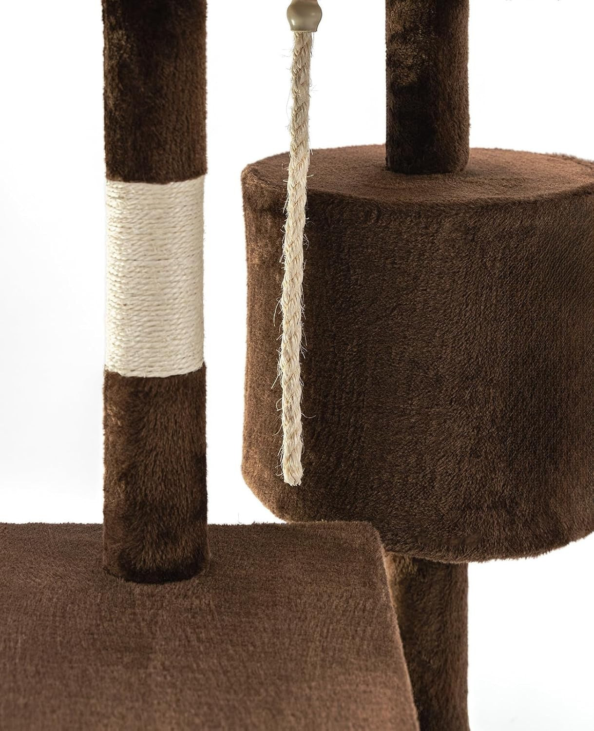 Cat Tree Scratching Post 112cm with Condo Sisal Rope Brown Tower