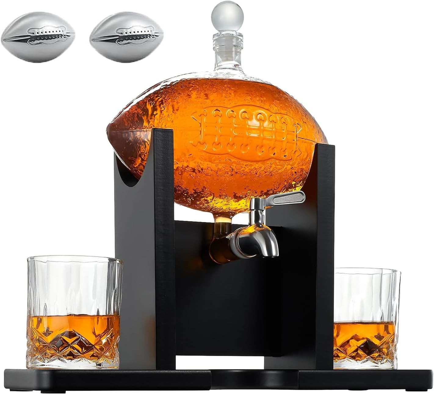 Football Whiskey Decanter Set 1400ml with Stand & 2 Glasses – Sport Lover Gift