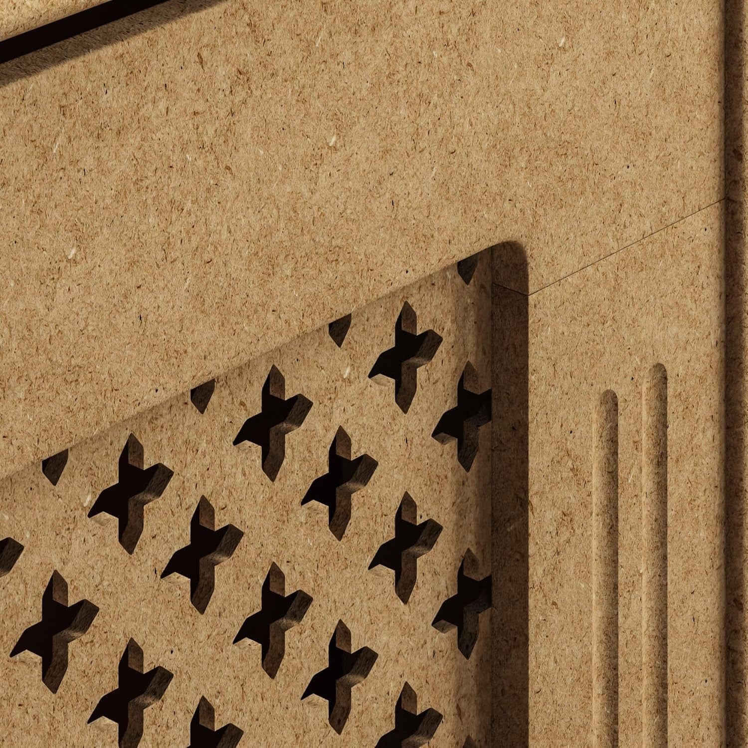 Medium Unfinished Radiator Cover 82x111x19cm MDF Cross Pattern Customisable