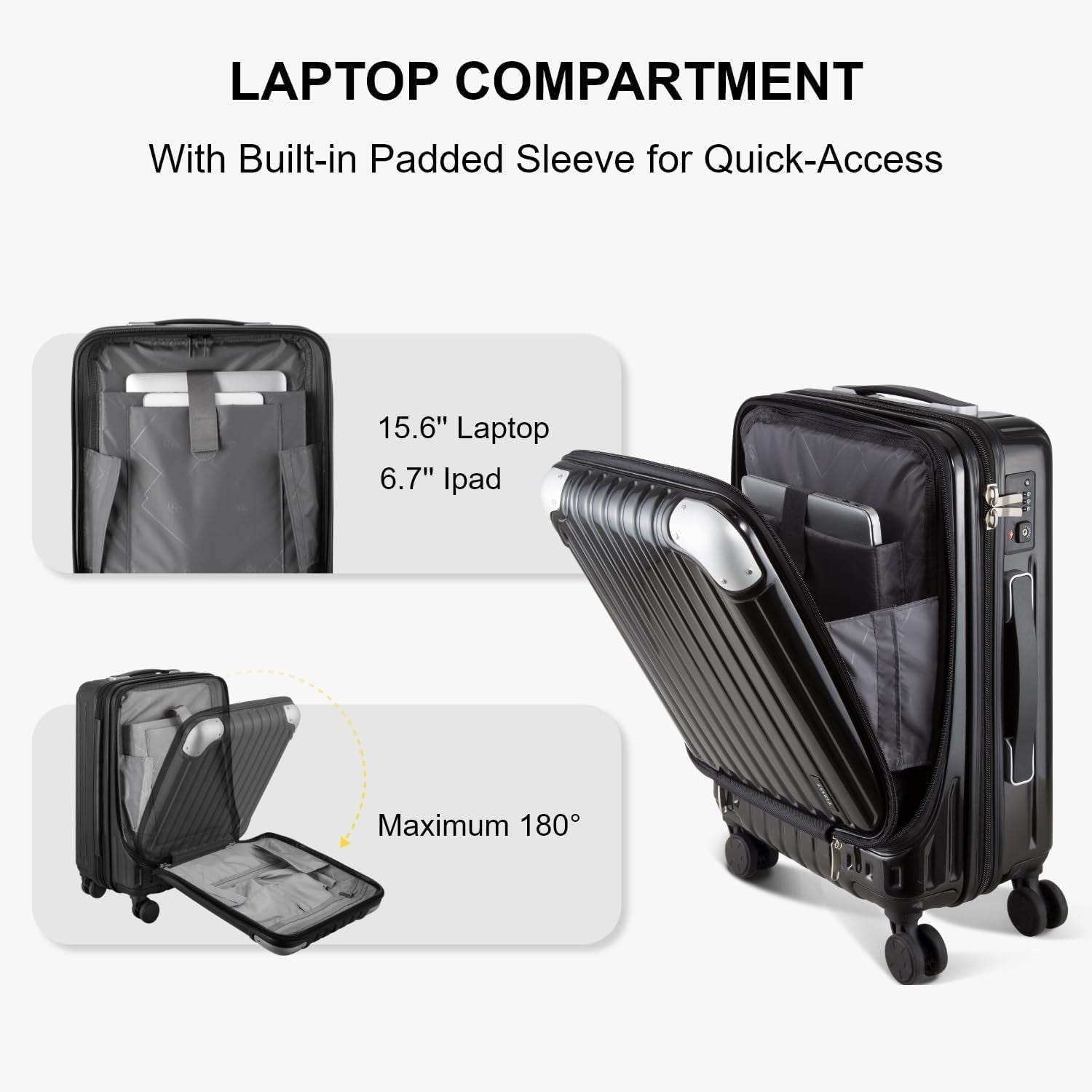 20” Cabin Hard Shell Suitcase ABS PC Lightweight 4 Wheel TSA Lock