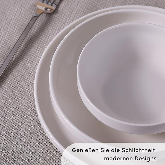 18 Piece Porcelain Dinner Set for 6 White Plates Bowls Modern Tableware