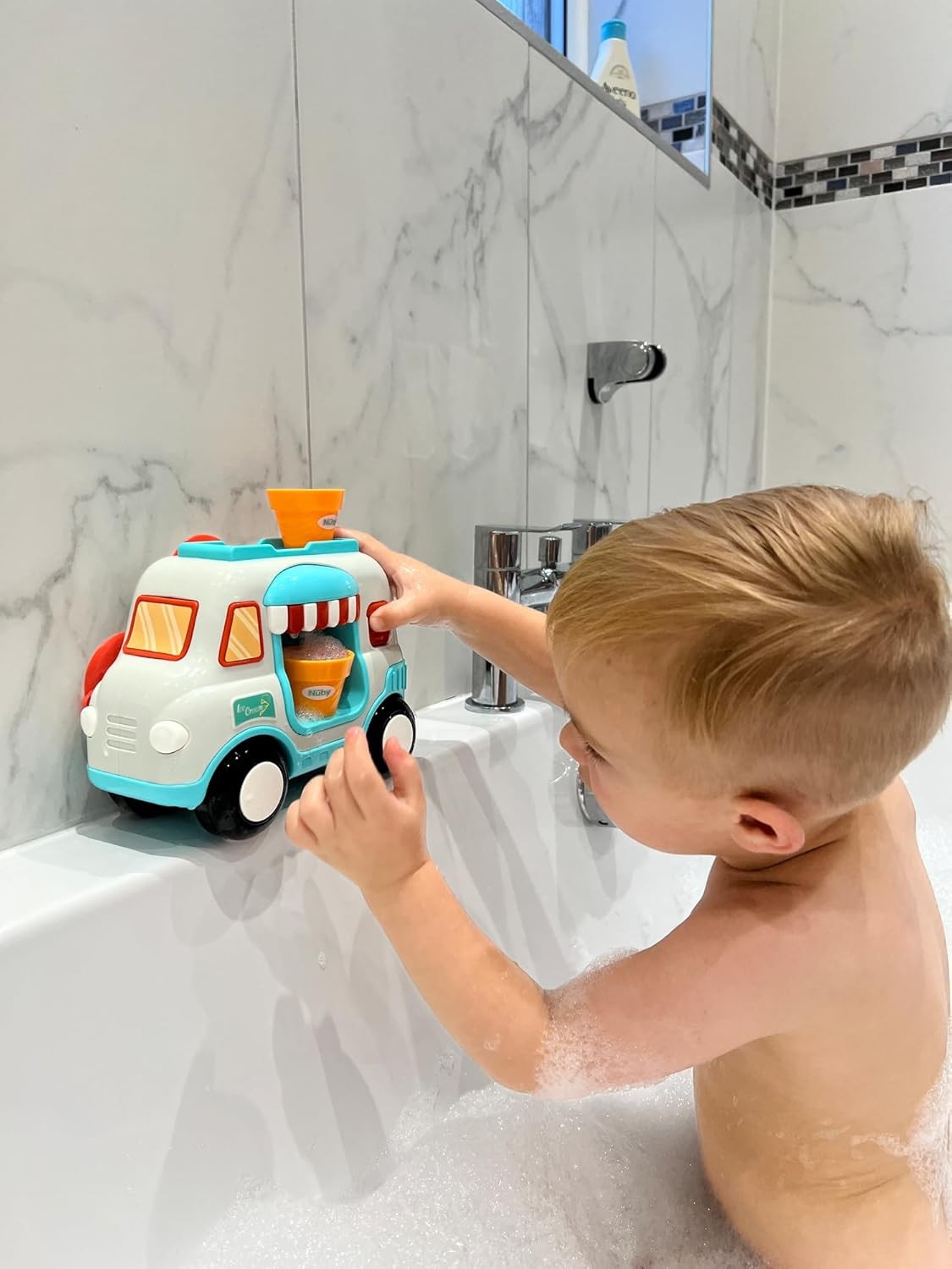 Ice Cream Bath Bubble Machine Toy with 2 Cones Kids