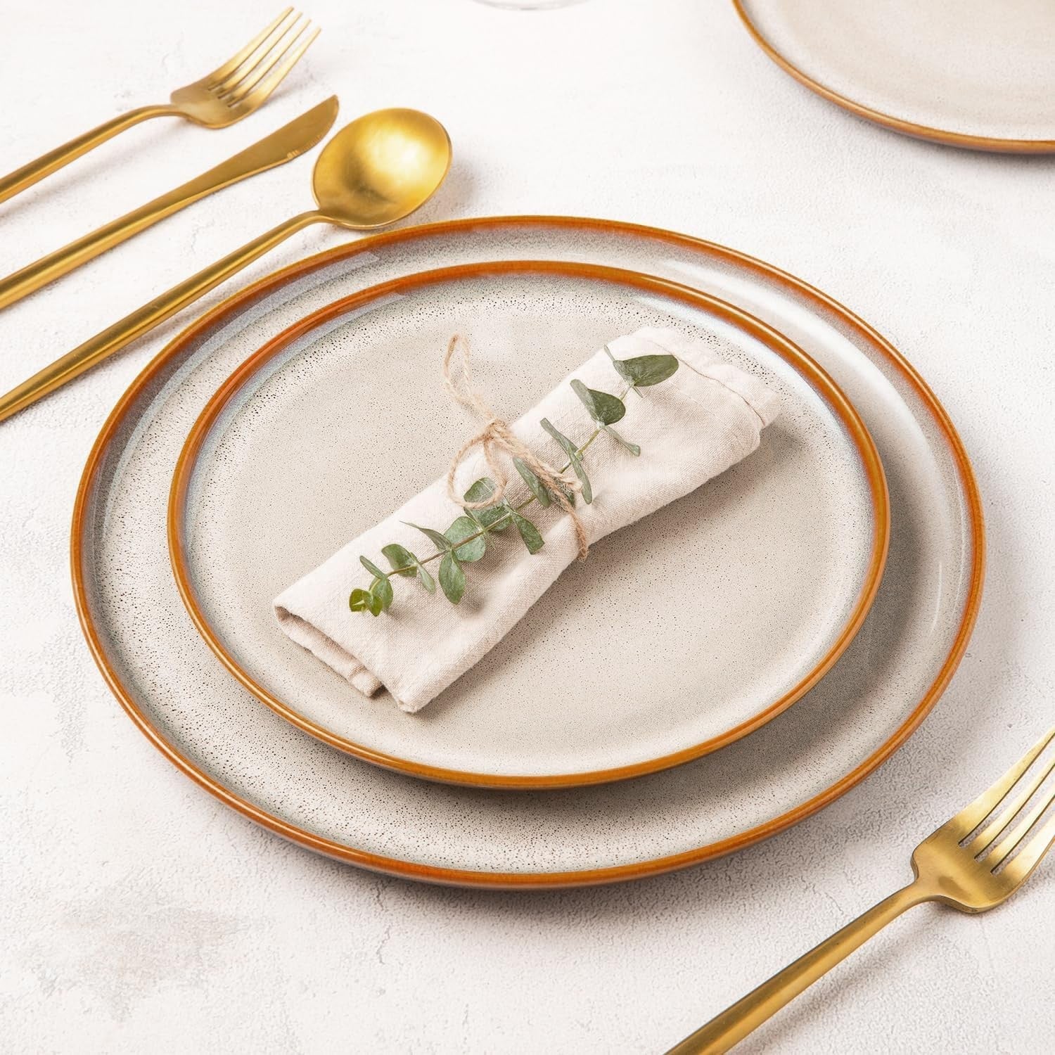 Dinner Plates Set of 6 27cm Ceramic Stoneware Scratch Resistant Cappuccino