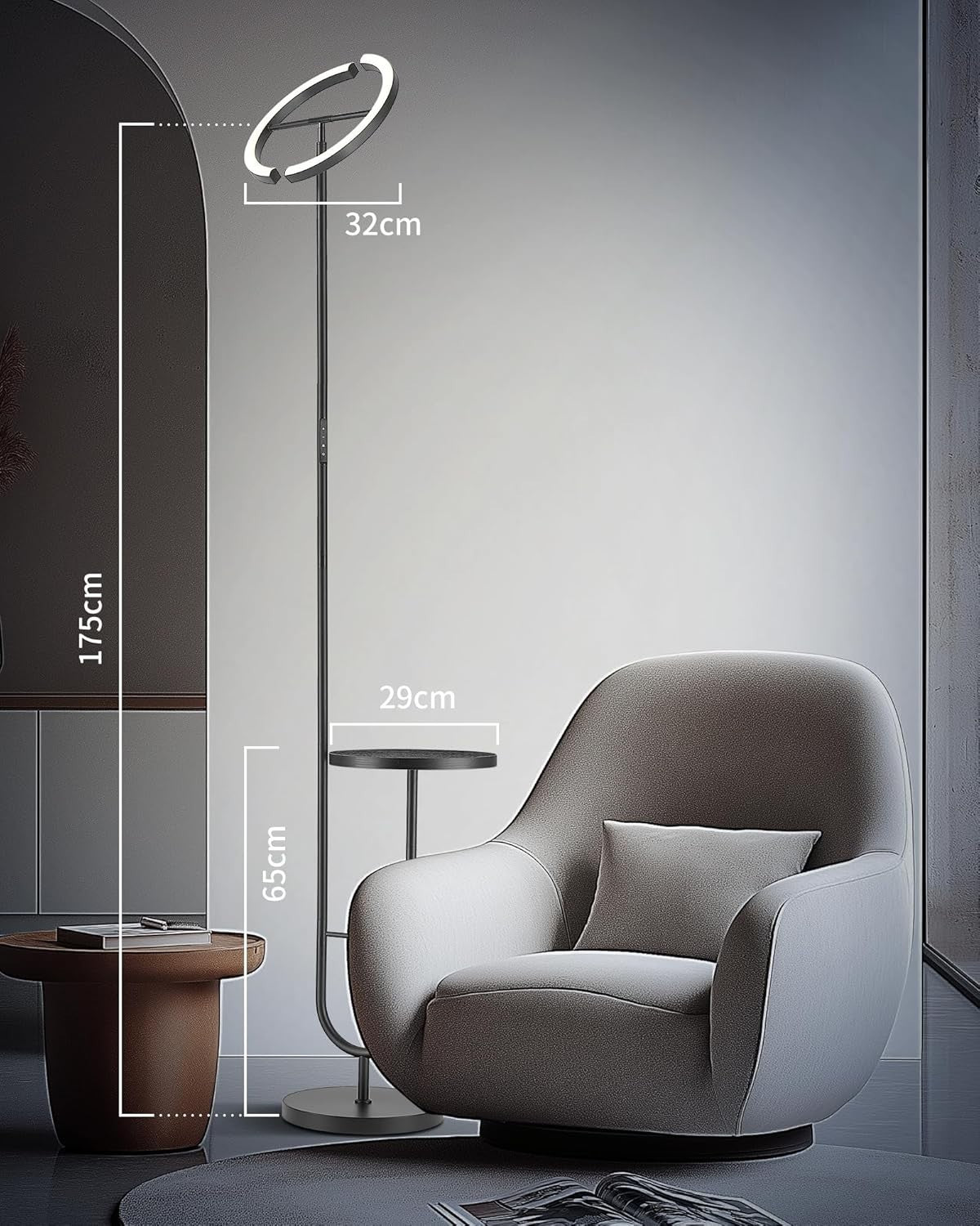 Modern LED Floor Lamp with Shelf & Remote | Dimmable Corner Light