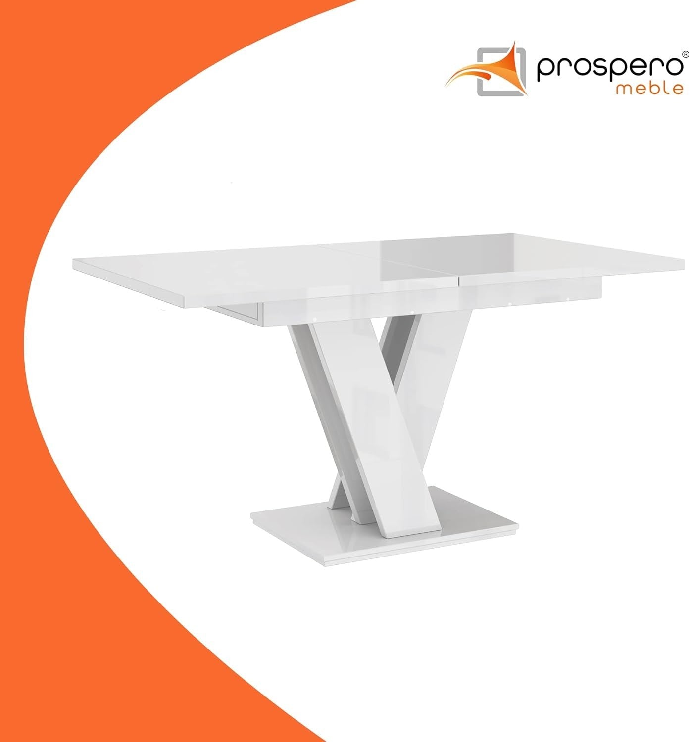 White Gloss Extendable Dining Table Modern 120–160cm Space Saving Room