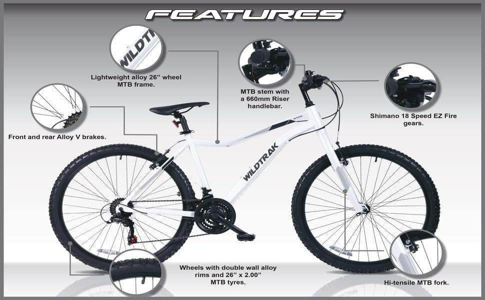 26" Alloy Mountain Bike 18 Speed Shimano Gears Adult MTB Disc Brake