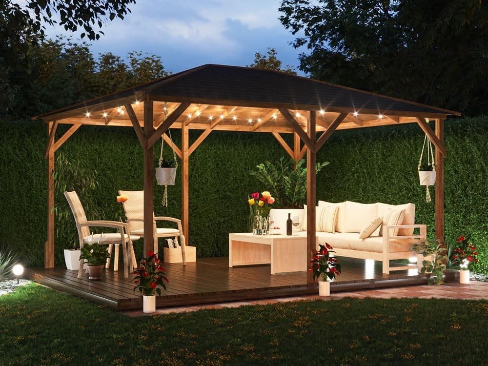 4x3M Wooden Garden Gazebo Heavy Duty Shelter Pressure-Treated Spruce