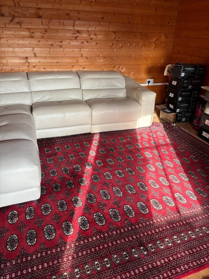 Cream Leather Comfy Cosy Corner Sofa (PTP)