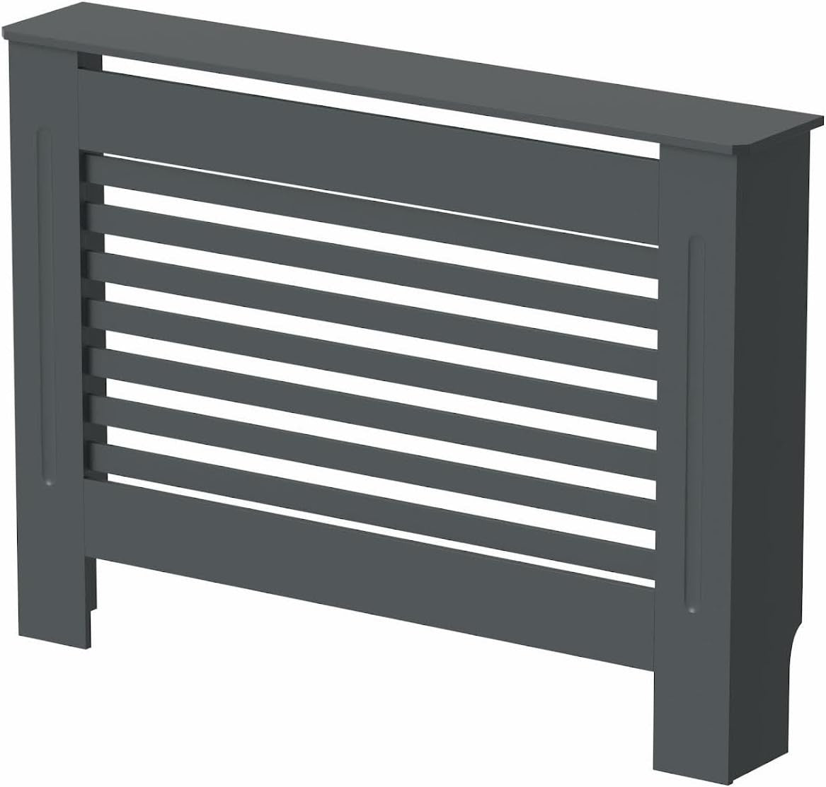 Grey Radiator Cover Modern Horizontal Slat W112xH81.5cm MDF Heater Cabinet