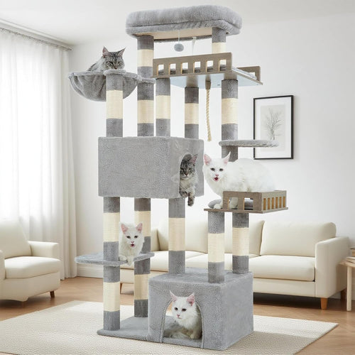 Heavy Duty Cat Tree Tower for Large Cats Maine Coon Condo Hammock 15 Posts