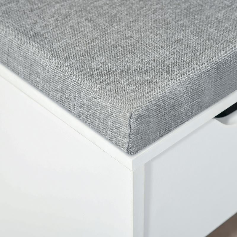 White Shoe Bench Seat with Drawer & 7 Adjustable Storage Compartments