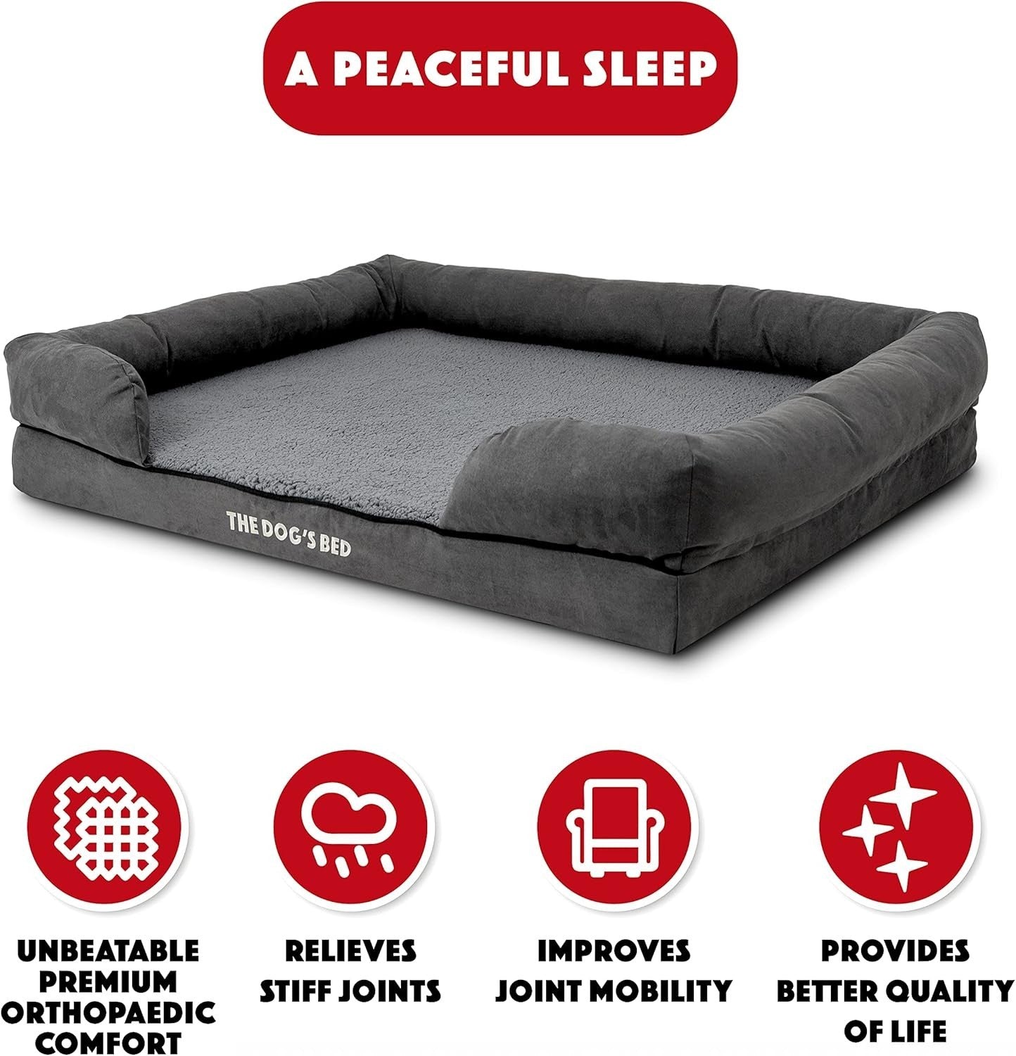 XL Orthopedic Dog Bed Plush Memory Foam 111x86cm Grey