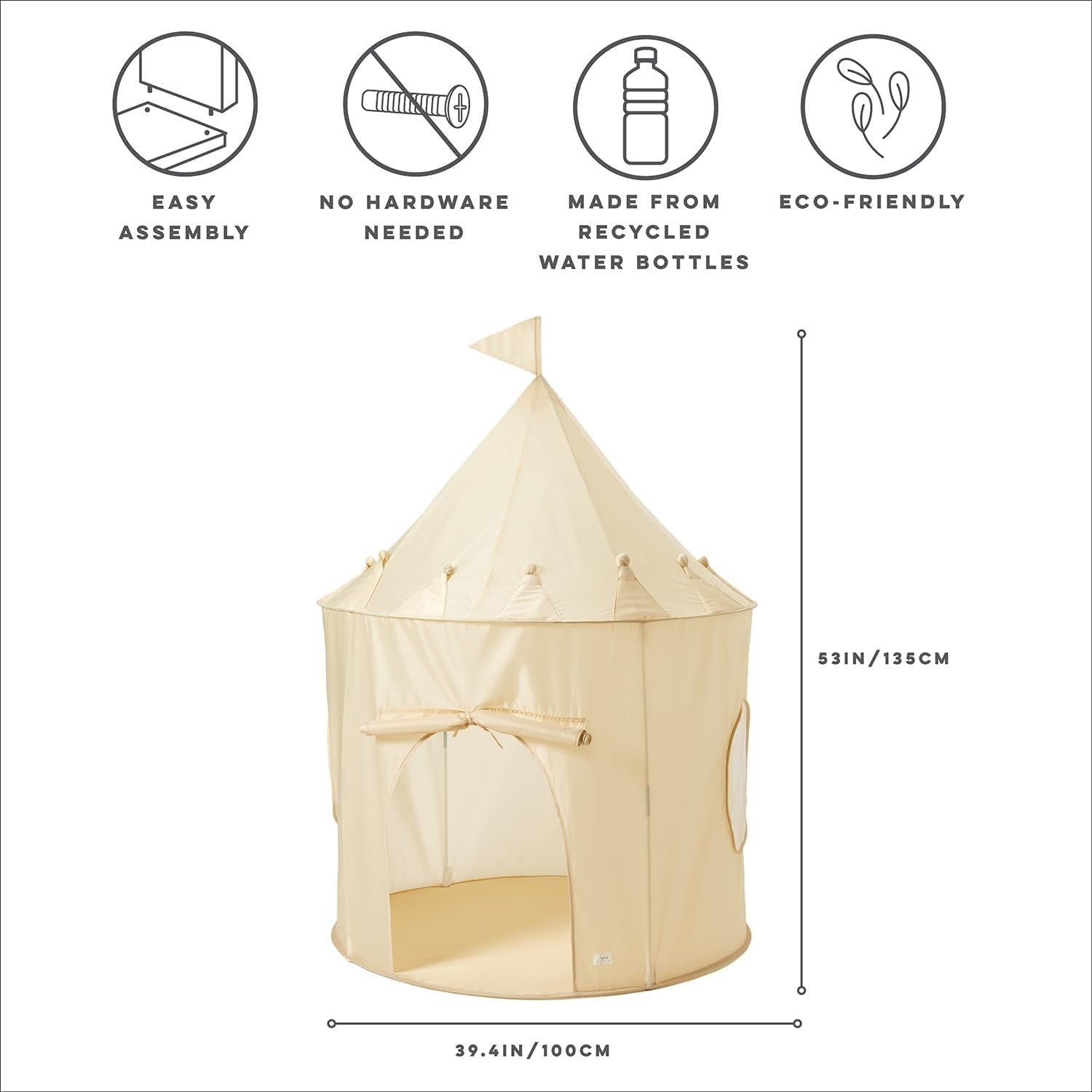 Neutral Beige Kids Indoor Play Tent Pop Up Fort House Large