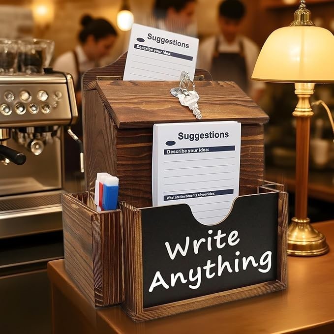 Lockable Wall Mounted Suggestion Box – Dual Slot, Secure Message Organizer, 27cm