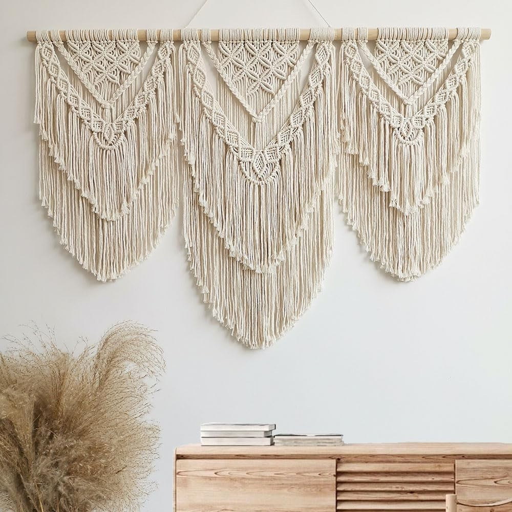 Large Boho Macrame Wall Hanging 110x82cm Bedroom Decor