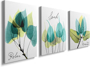 Minimalist Green Leaf Wall Art Set of 3 Canvas 12x16in