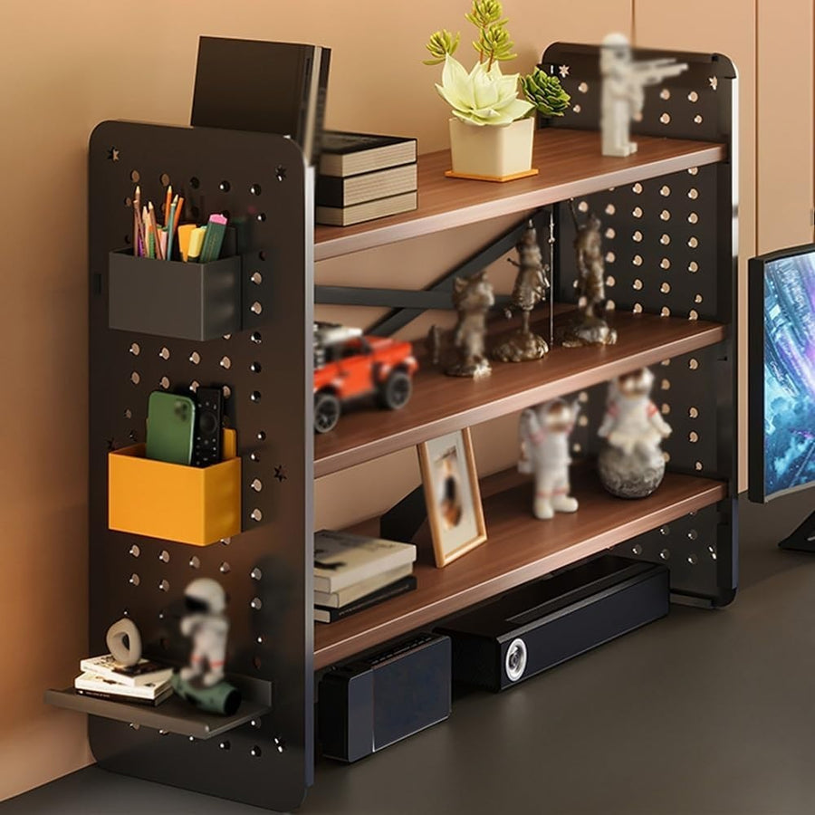 3 Tier Desk Hutch 19.7" Desktop Storage Shelf Organizer w/ Peg Grid Board