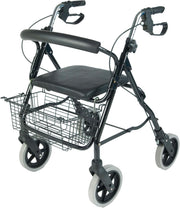 4 Wheel Rollator Walker with Seat Lightweight Folding Mobility Aid Basket