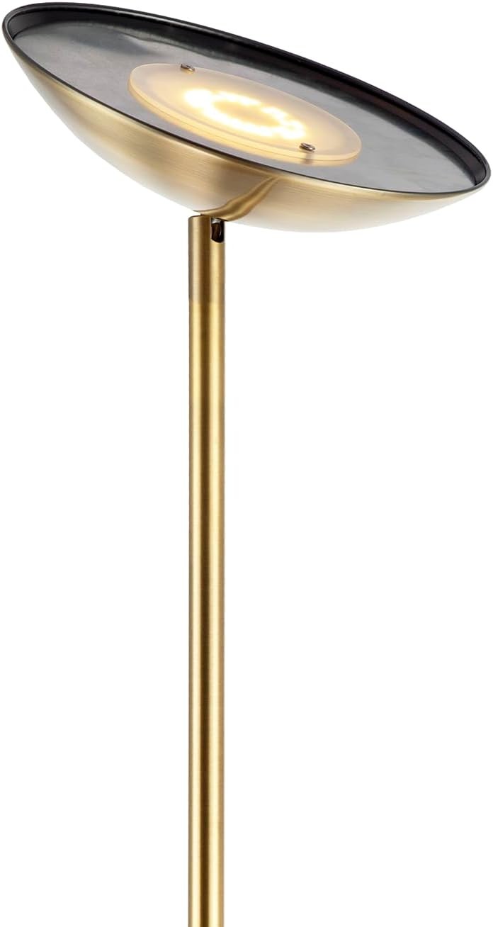 Antique Brass LED Uplighter Floor Lamp Dimmable Adjustable Head 3000K
