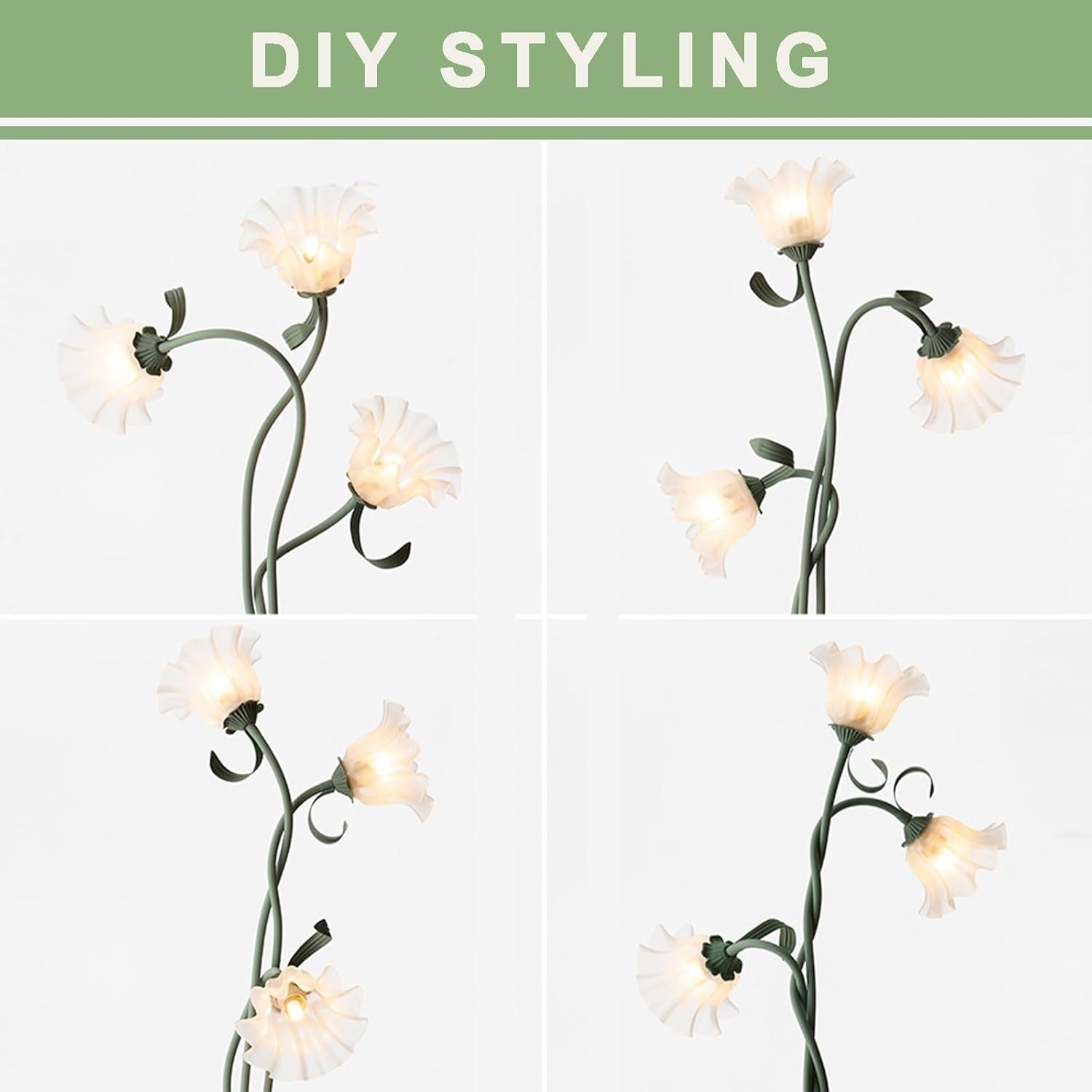 Flower Floor Lamp Standing Light 3 Heads Dimmable Decorative Living Room Lamp