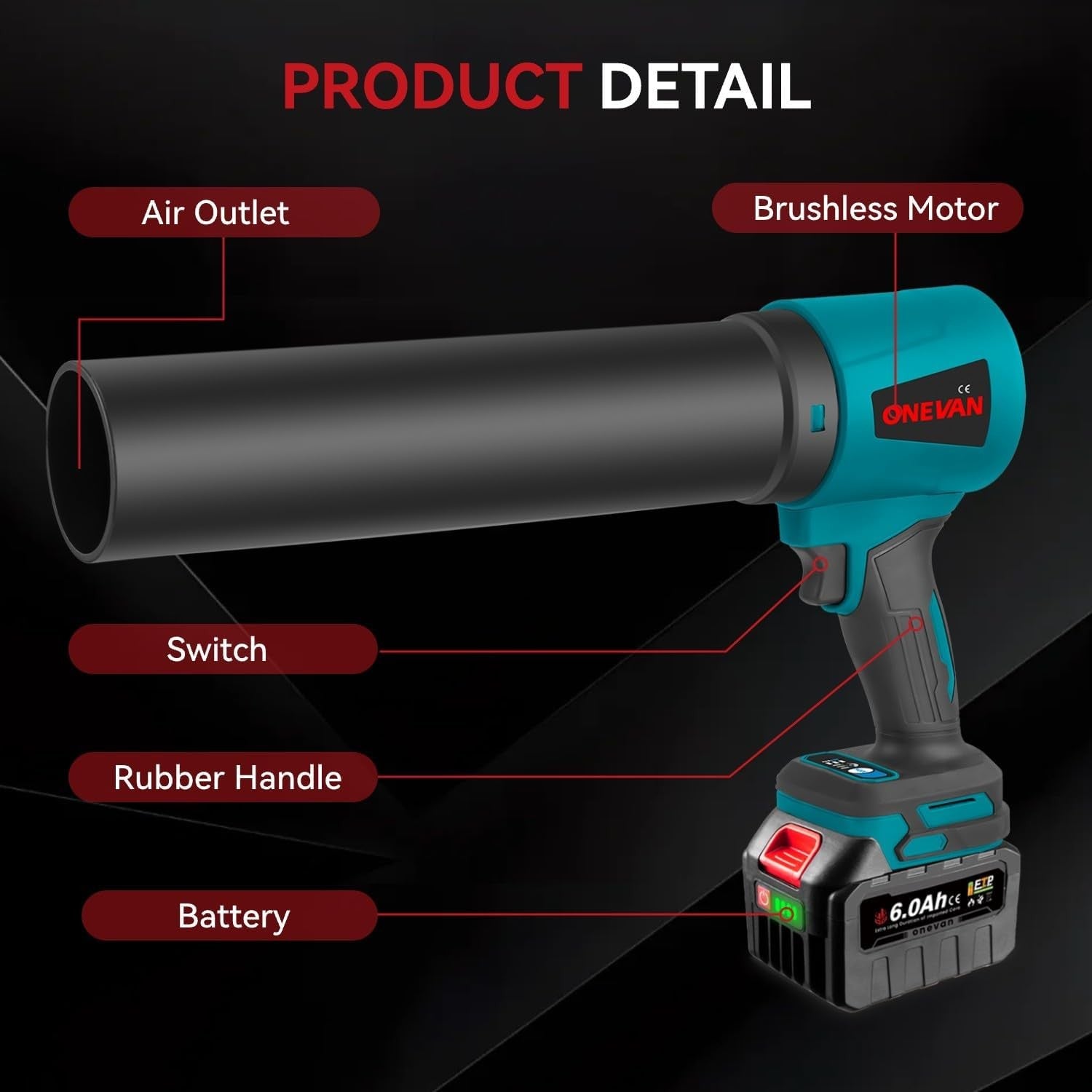 Cordless Turbo Leaf Blower 1500W Brushless High Power Electric Garden Cleaner
