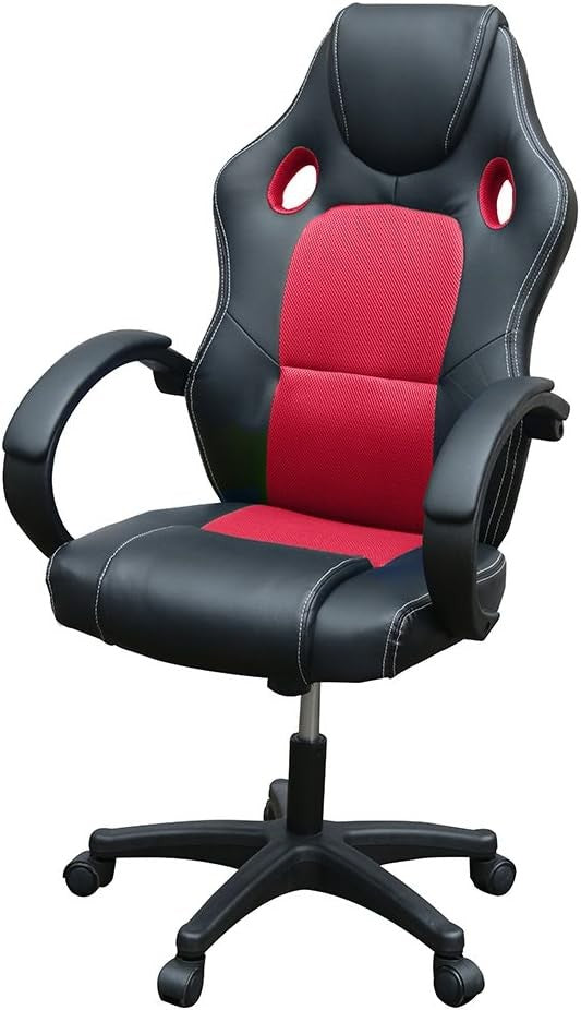 Racing Style Gaming Chair PU Leather Ergonomic Swivel Desk Red