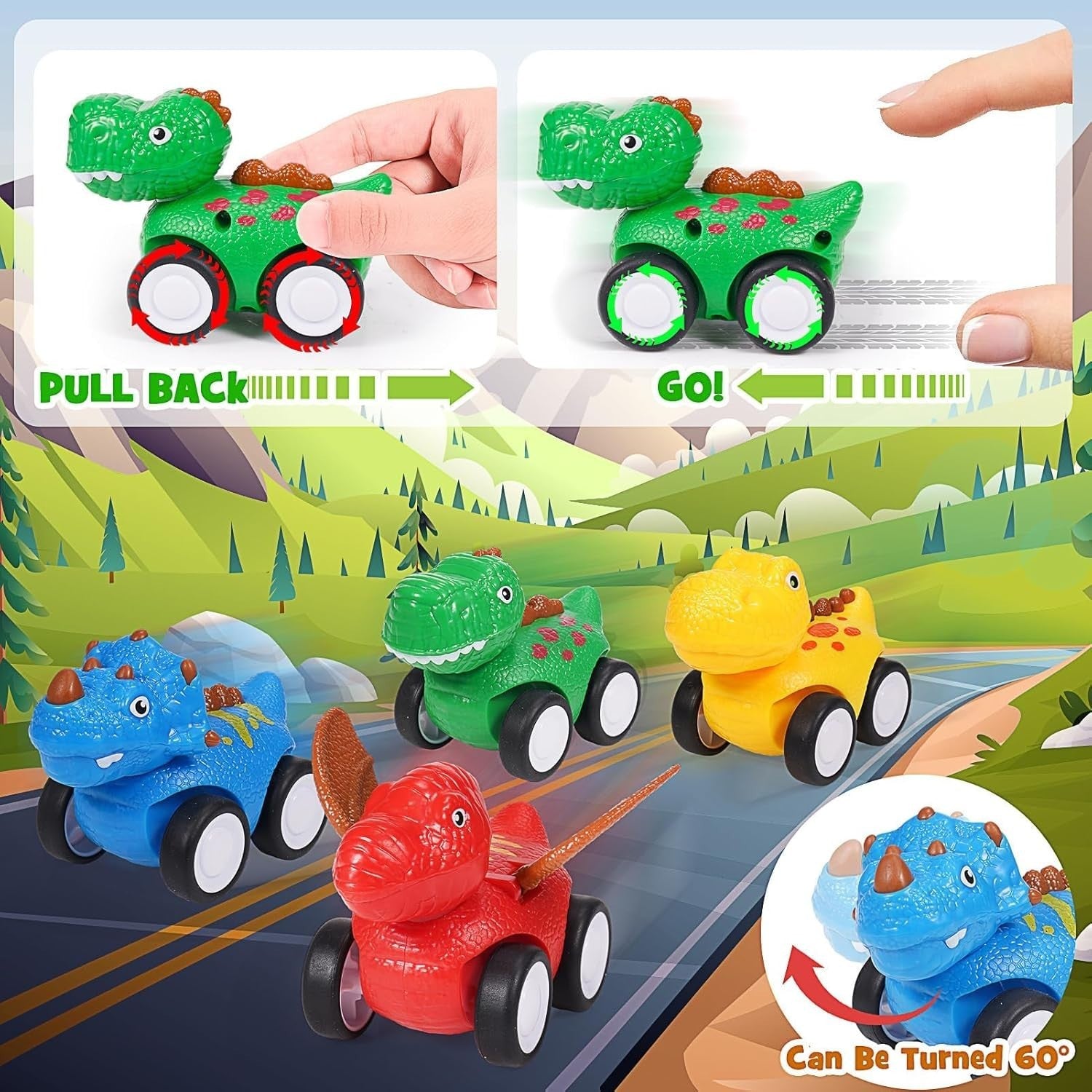 Dinosaur Truck Toys for 2 3 4 Year Old Boys with Lights & Music Gift Set