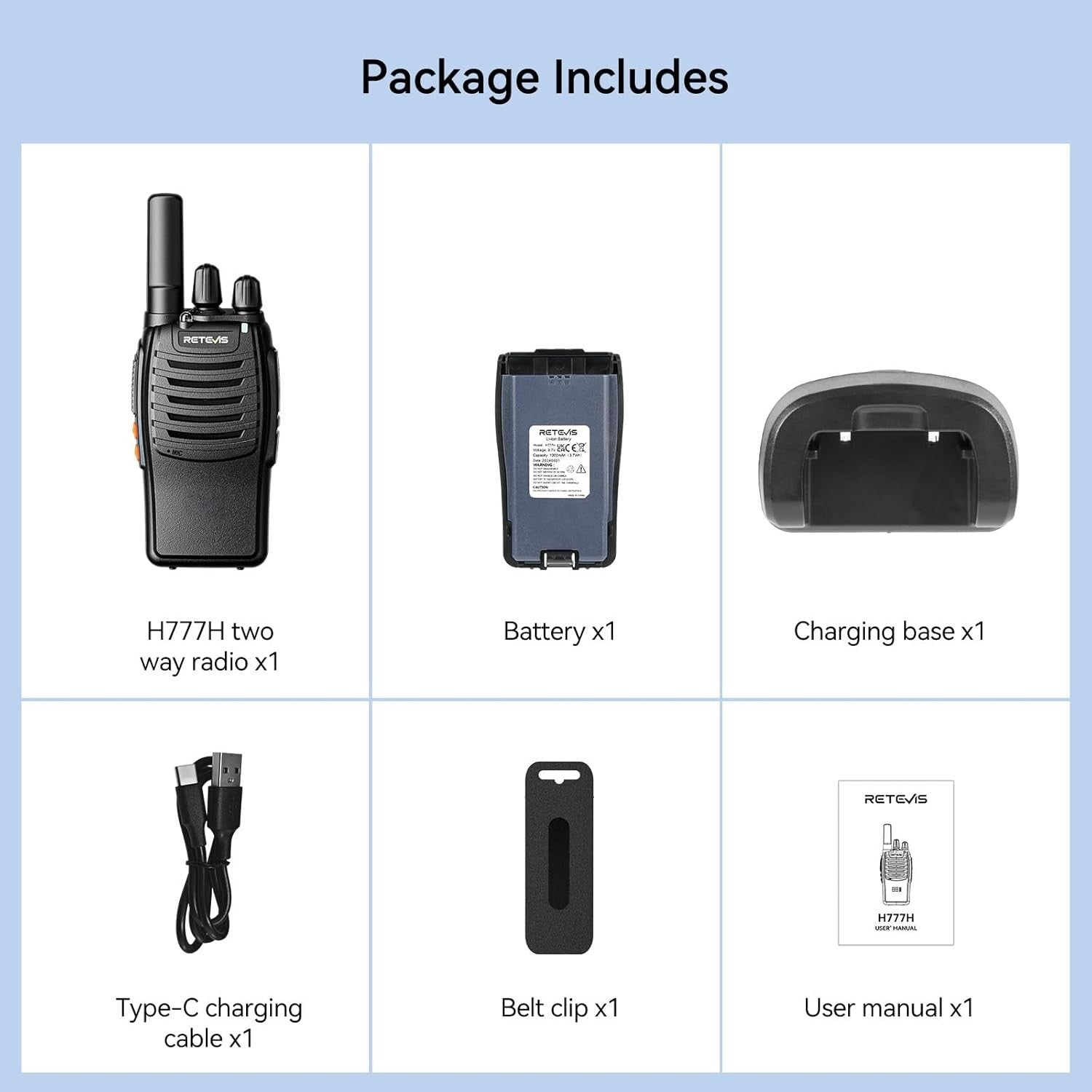PMR446 Walkie Talkie Hidden Display USB-C VOX 16CH Long Range Radio