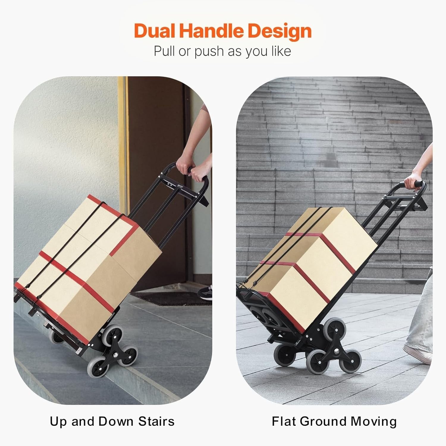 460lb Stair Climbing Hand Truck Folding Heavy Duty Dual Handle Cart