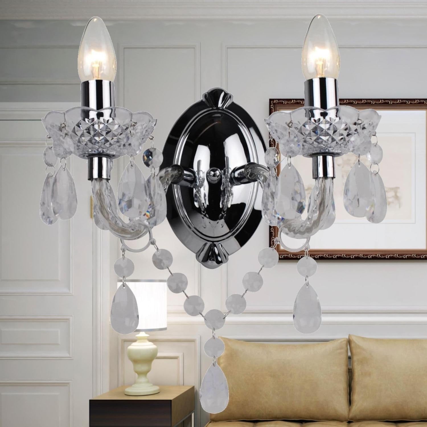 Clear Acrylic Wall Light Twin Sconce | Dimmable LED Compatible Elegant Lamp