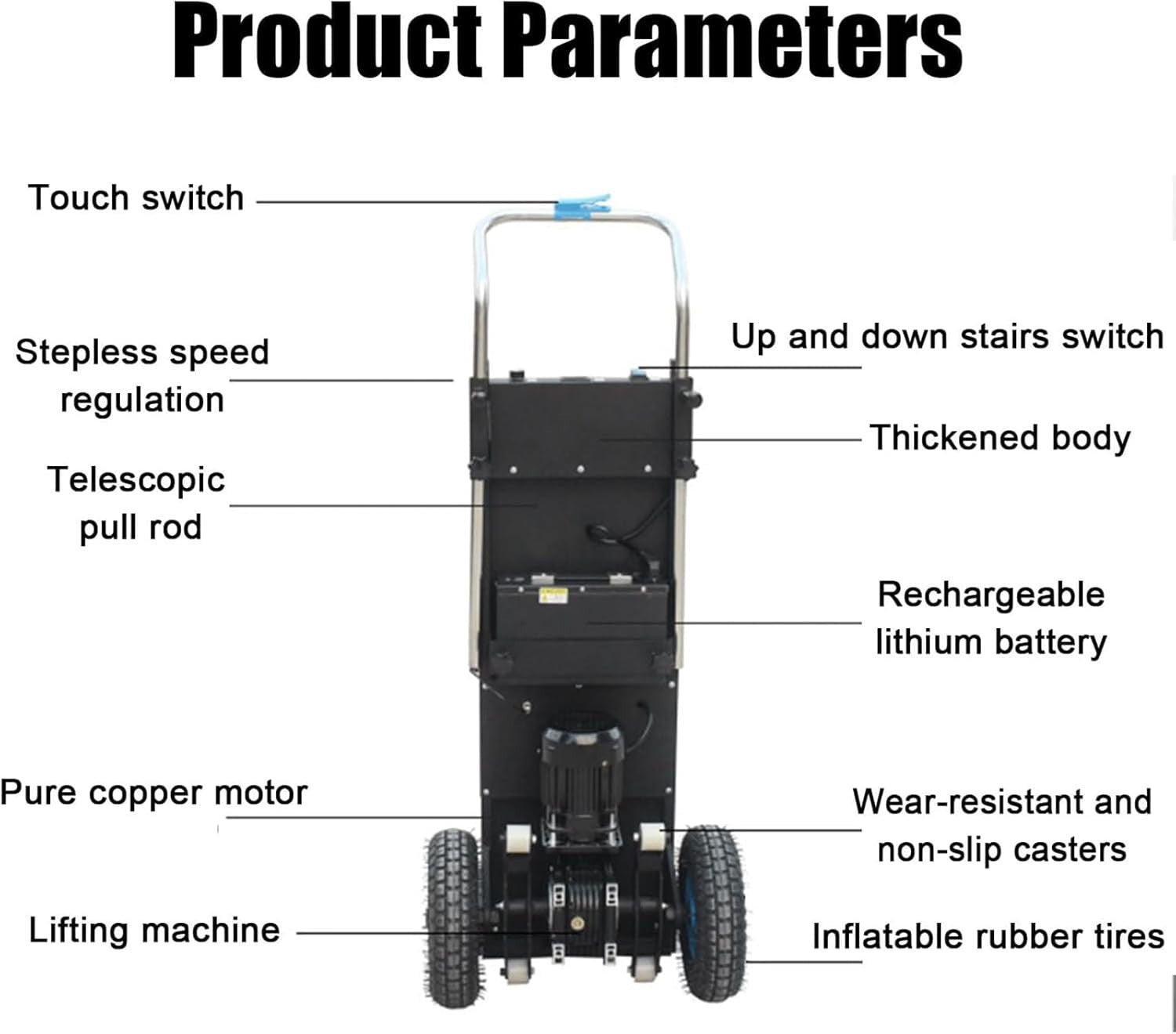 Electric Stair Climber Hand Truck 900lbs Load Brushless Motor Heavy Duty Trolley