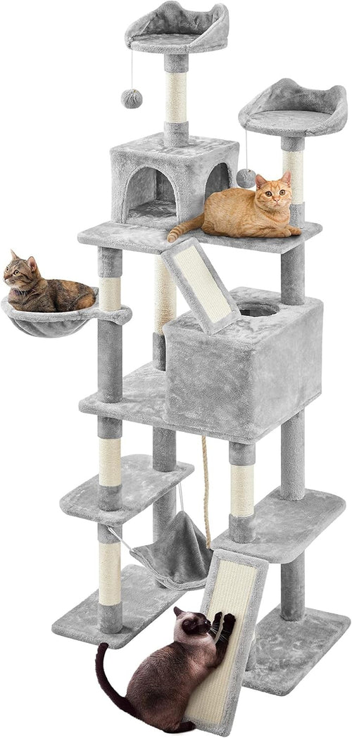 Extra Tall Cat Tree Tower 209cm Multi Level Condos Hammock Ladder Play