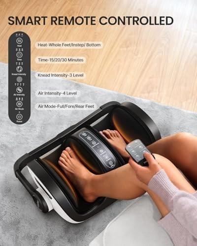 Shiatsu Foot & Calf Massager with Heat, Deep Kneading & Remote Control