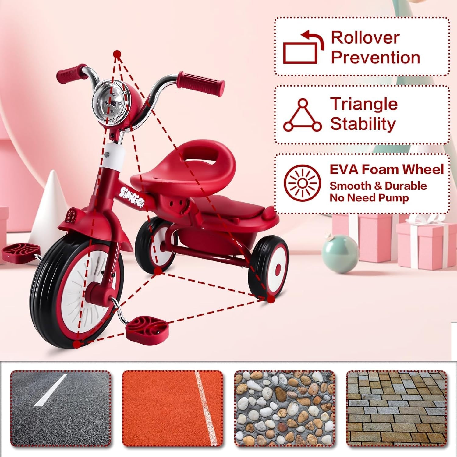 Foldable Toddler Tricycle 3 Wheel Kids Trike Storage Box Age 2-5