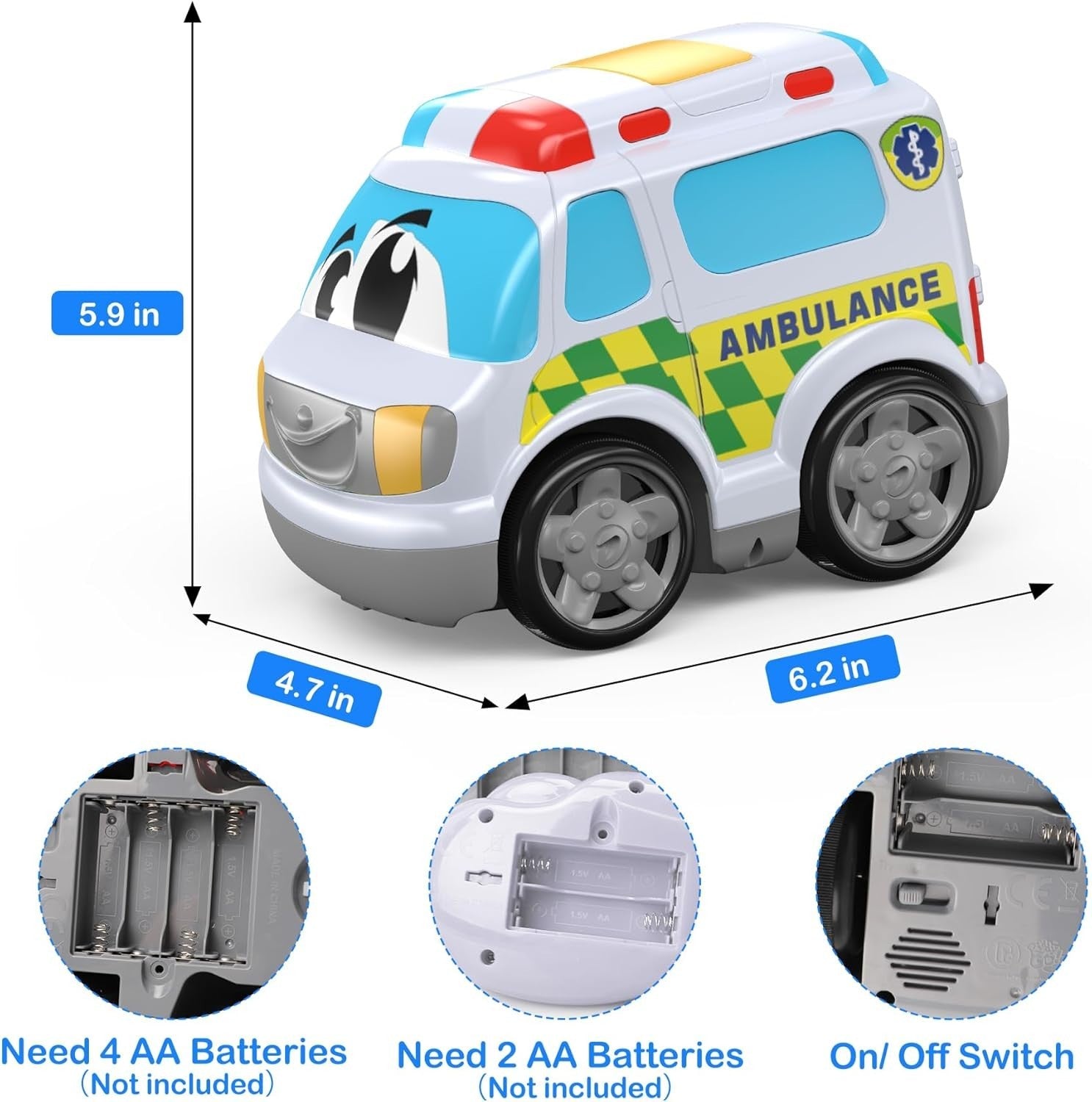 Ambulance Toy Car for 2-3 Year Old Boys – Remote, Lights & Music