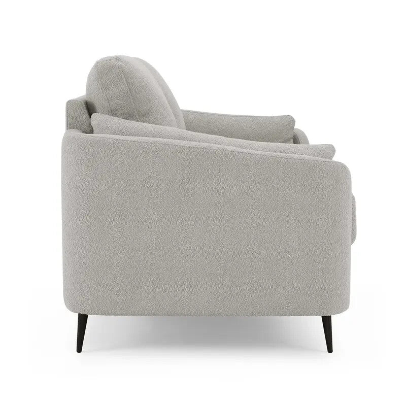 2 Seater Sofa Light Grey Boucle Fabric with Metal Legs Small Lounge