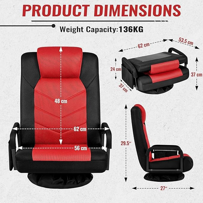 Yaheetech Swivel Gaming Chair w/ Footrest Black & Red