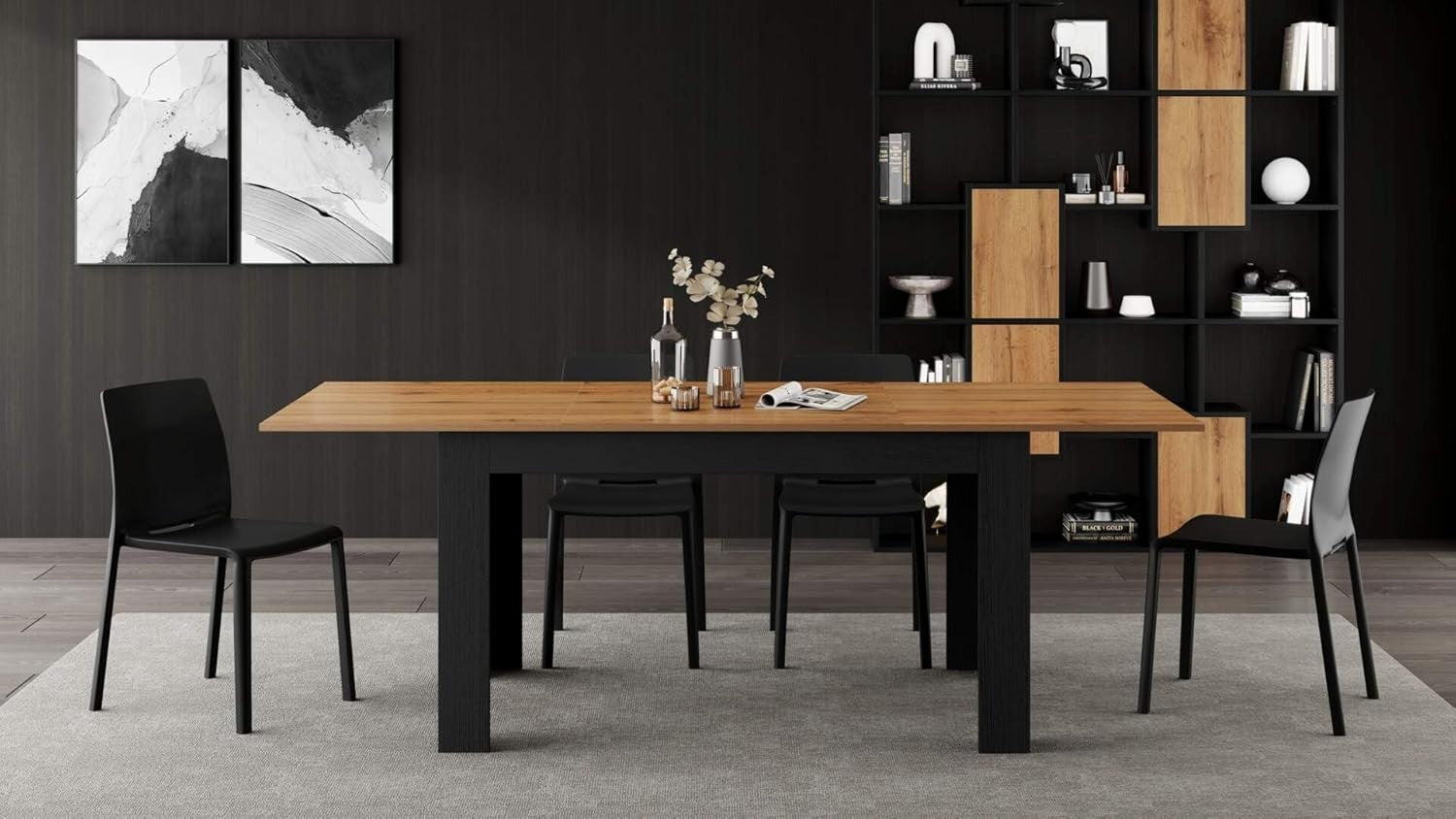 Modern Rustic Oak Dining Table – Extendable 140-220cm Space-Saving Wood