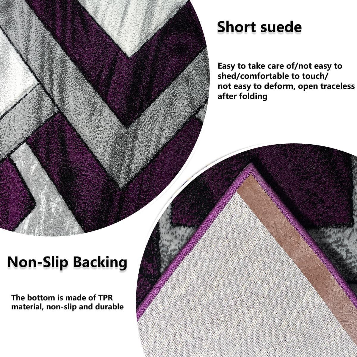 Purple Geometric Area Rug 160x230cm Soft Modern Large Living Room Carpet