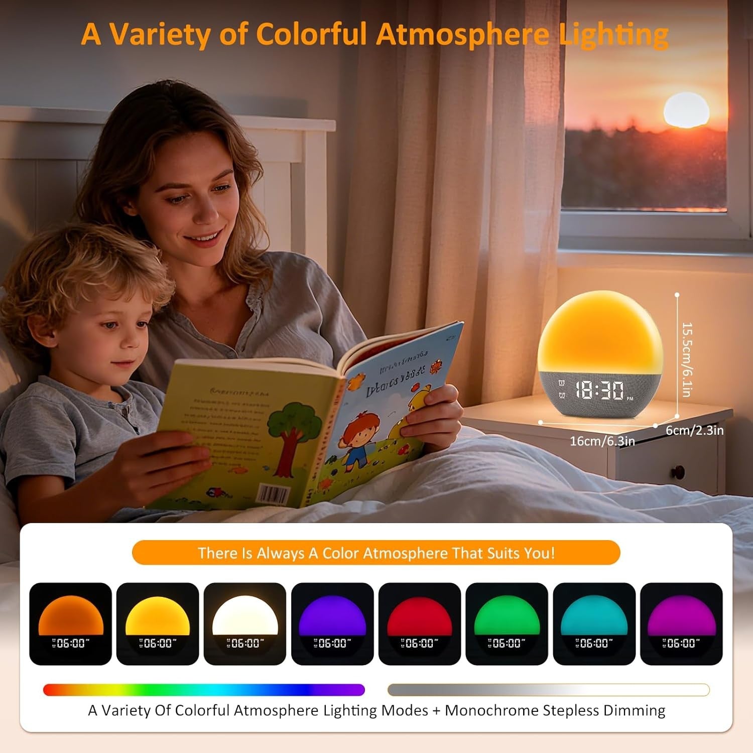 Sunrise Alarm Clock Wake Up Light Heavy Sleepers 25 Sounds Night Lamp White