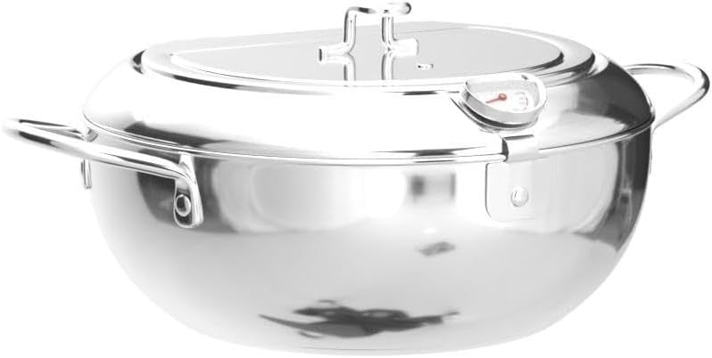 24cm Stainless Steel Deep Fryer Pot w Thermometer Oil Drain Tempura Pan