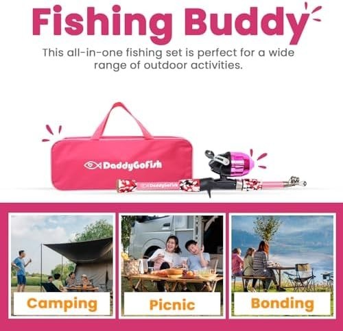 Kids Fishing Pole Combo Set Reel Tackle Box Chair Rod Beginner 4-5ft