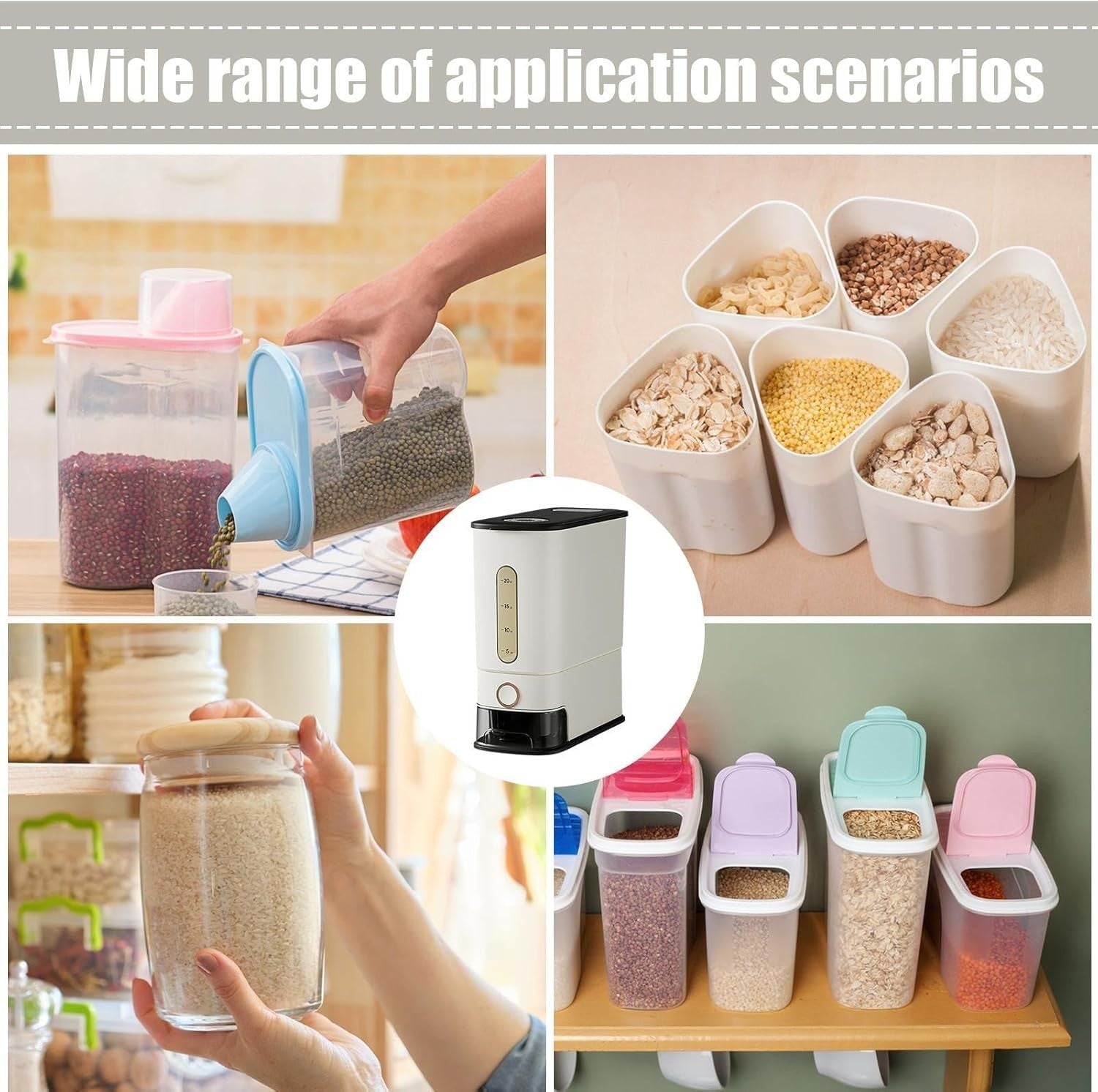 24L Rice Storage Container Press Dispenser Airtight PP Box